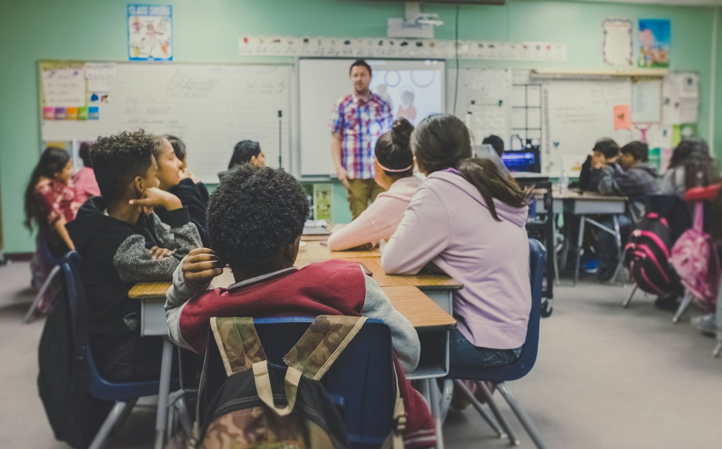 Students learning in a classroom